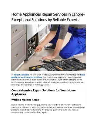 Home Appliance Repair Services - Reliant Solutions
