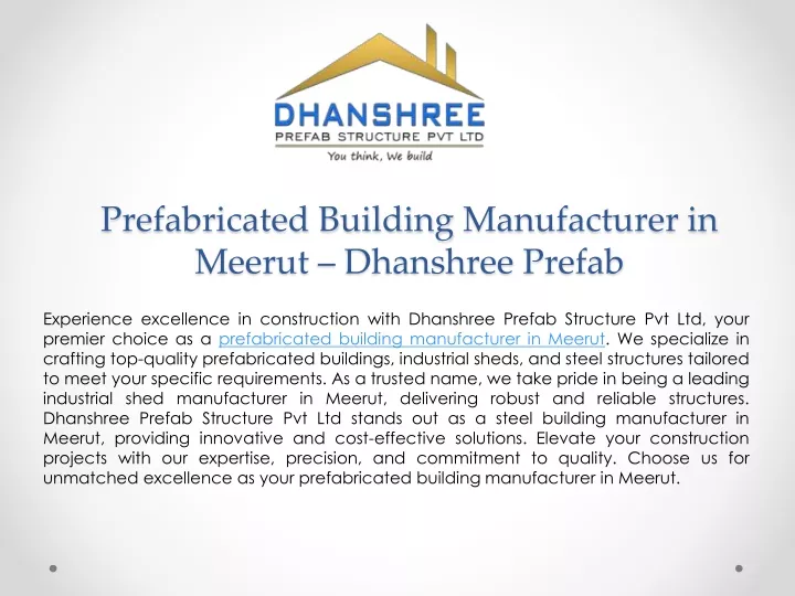 prefabricated building manufacturer in meerut dhanshree prefab