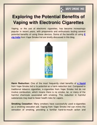 exploring the potential benefits of vaping with