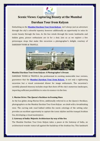 Scenic Views  Capturing Beauty at the Mumbai Darshan Tour from Kalyan