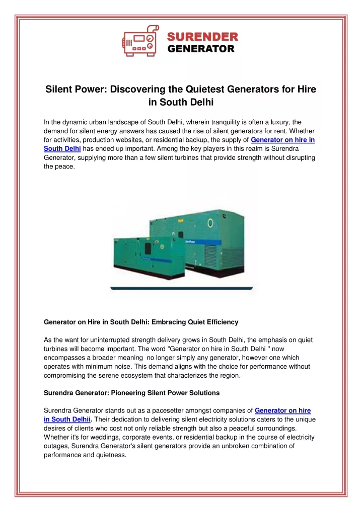 silent power discovering the quietest generators