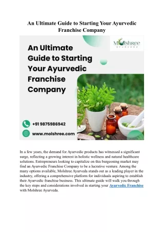 An Ultimate Guide to Starting Your Ayurvedic Franchise Company
