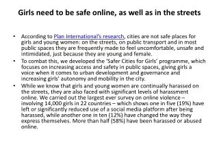 Girls need to be safe online, as well as in the streets
