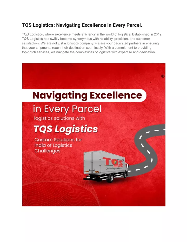 tqs logistics navigating excellence in every