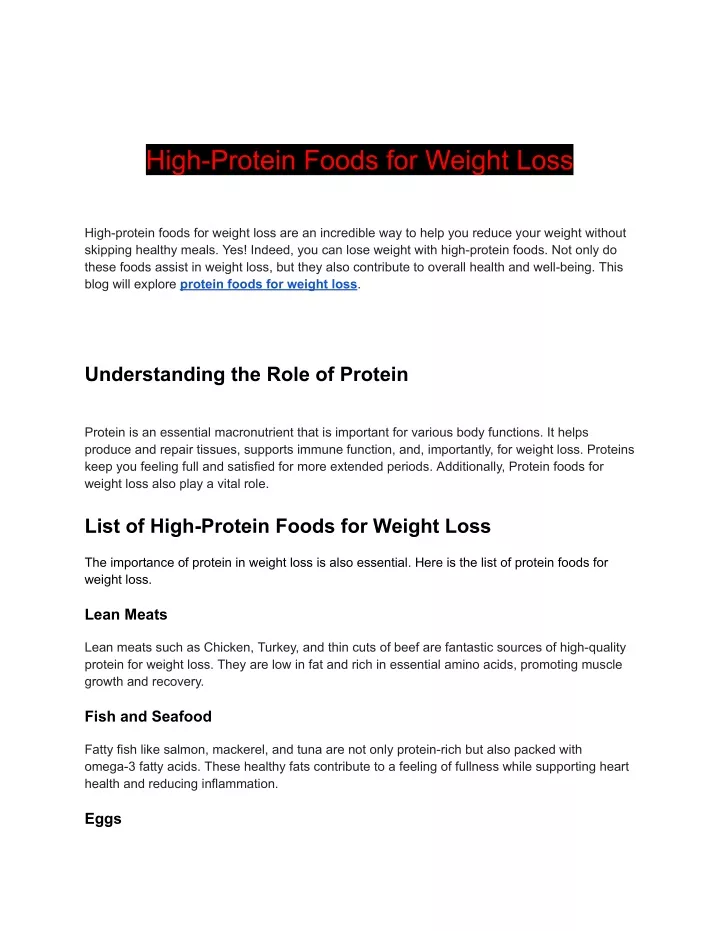 high protein foods for weight loss