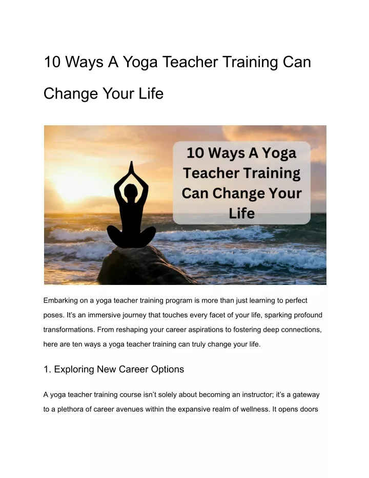 10 ways a yoga teacher training can