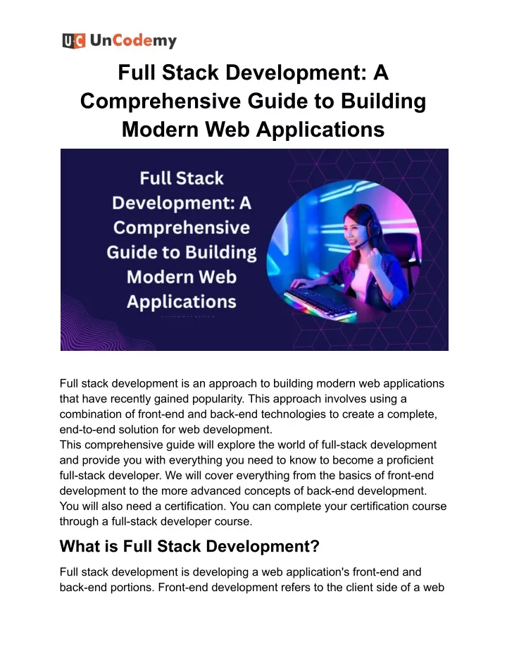 full stack development a comprehensive guide