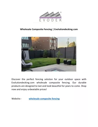 Wholesale Composite Fencing | Evolutiondecking.com