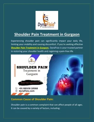 Shoulder Pain Treatment in Gurgaon