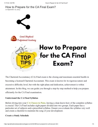 How to Prepare for the CA Final Exam