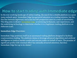 how to start trading with immediate edge