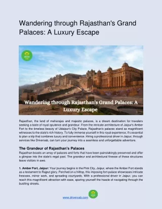 Wandering through Rajasthan's Grand Palaces_ A Luxury Escape