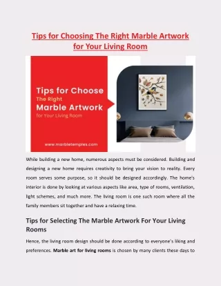 Tip for Choosing The Right Marble Artwork for Your Living Room.