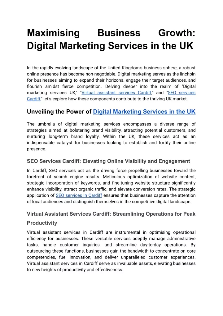 maximising digital marketing services in the uk