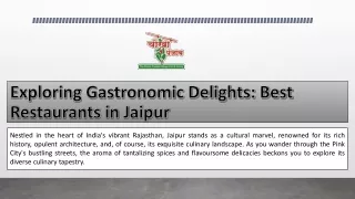 Exploring the Gastronomic Delights: The Best Restaurants in Jaipur