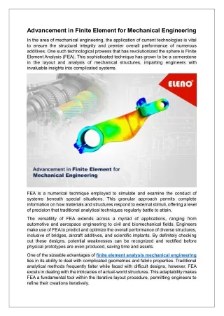 Advancement in Finite Element for Mechanical Engineering