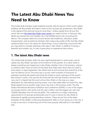 06. The Latest Abu Dhabi News You Need to Know