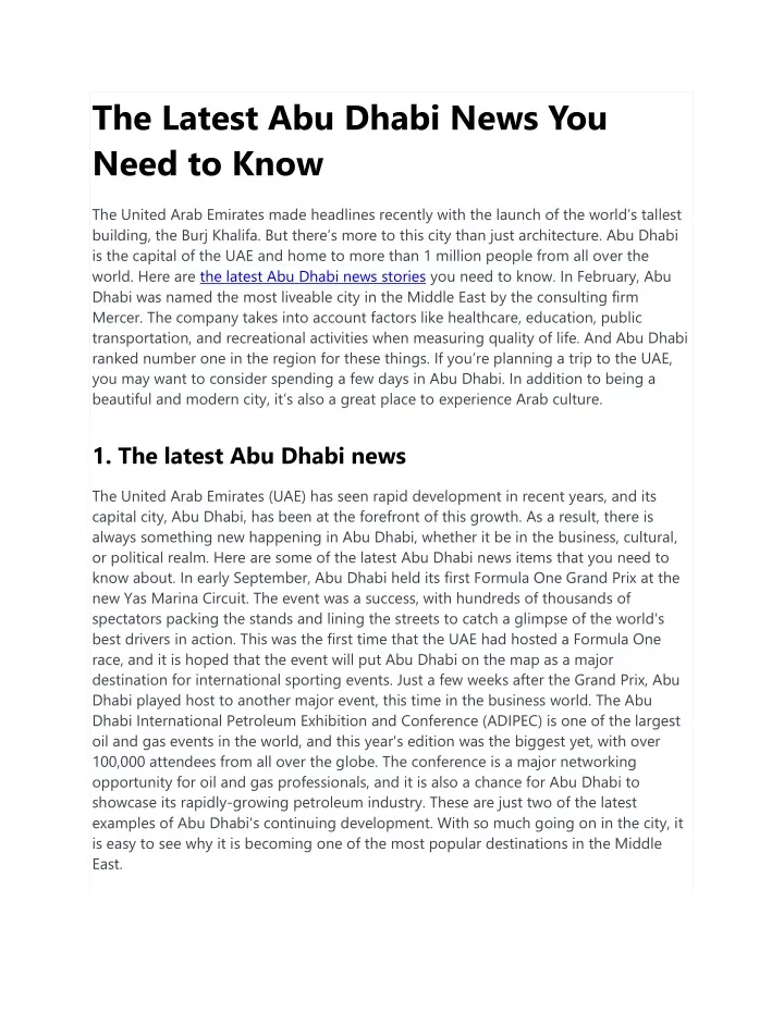 the latest abu dhabi news you need to know