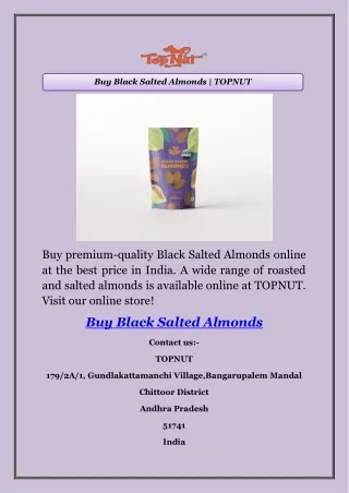 Buy Black Salted Almonds | TOPNUT