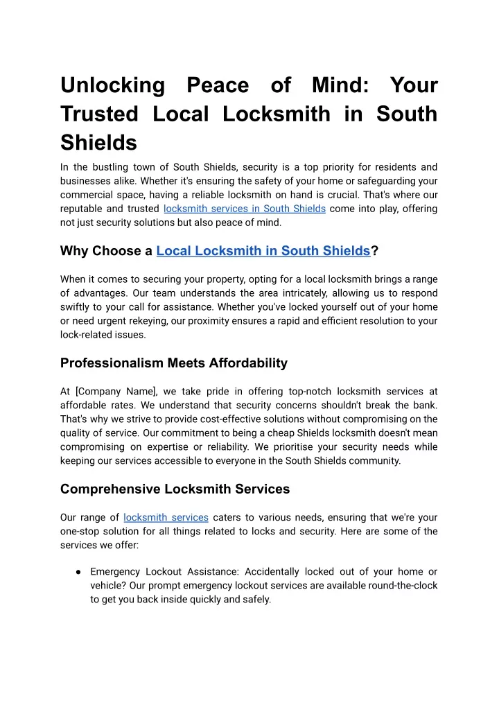 unlocking trusted local locksmith in south shields