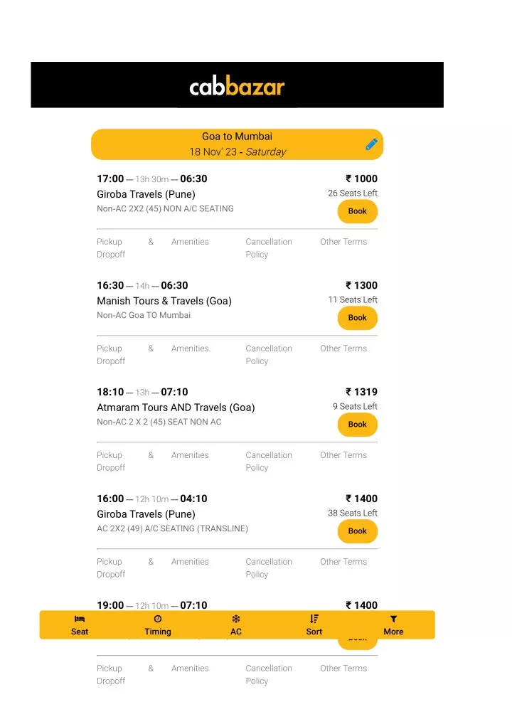 goa to mumbai bus tickets