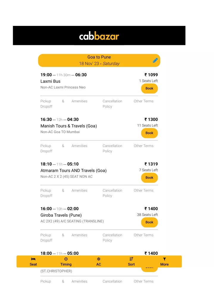 goa to pune bus tickets