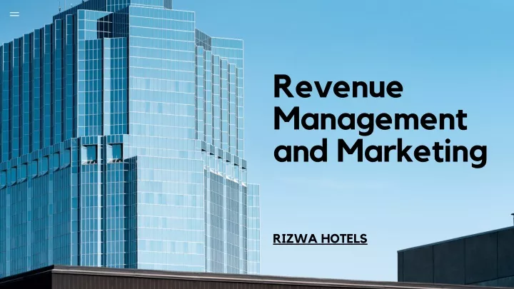 revenue management and marketing