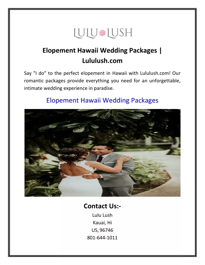 elopement hawaii wedding packages lululush com