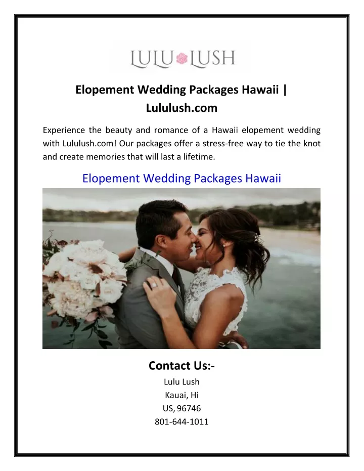 elopement wedding packages hawaii lululush com