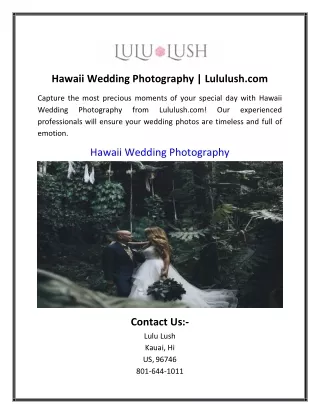 Hawaii Wedding Photography | Lululush.com