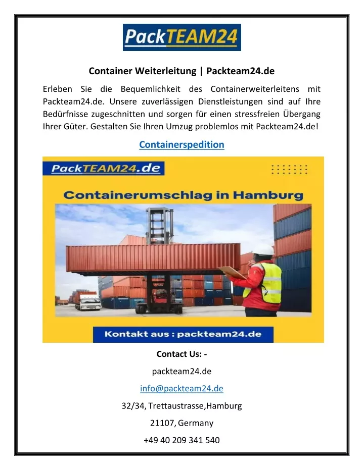 container weiterleitung packteam24 de