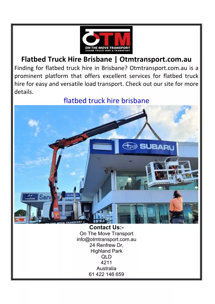 flatbed truck hire brisbane otmtransport