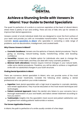Achieve a Stunning Smile with Veneers in Miami Your Guide to Dental Specialists