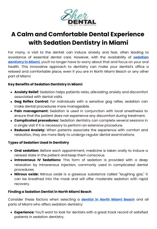 A Calm and Comfortable Dental Experience with Sedation Dentistry in Miami