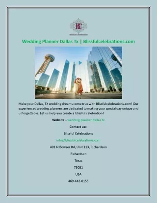 Wedding Planner Dallas Tx  Blissfulcelebrations