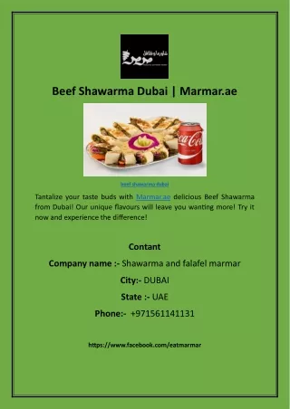 Beef Shawarma Dubai | Marmar.ae