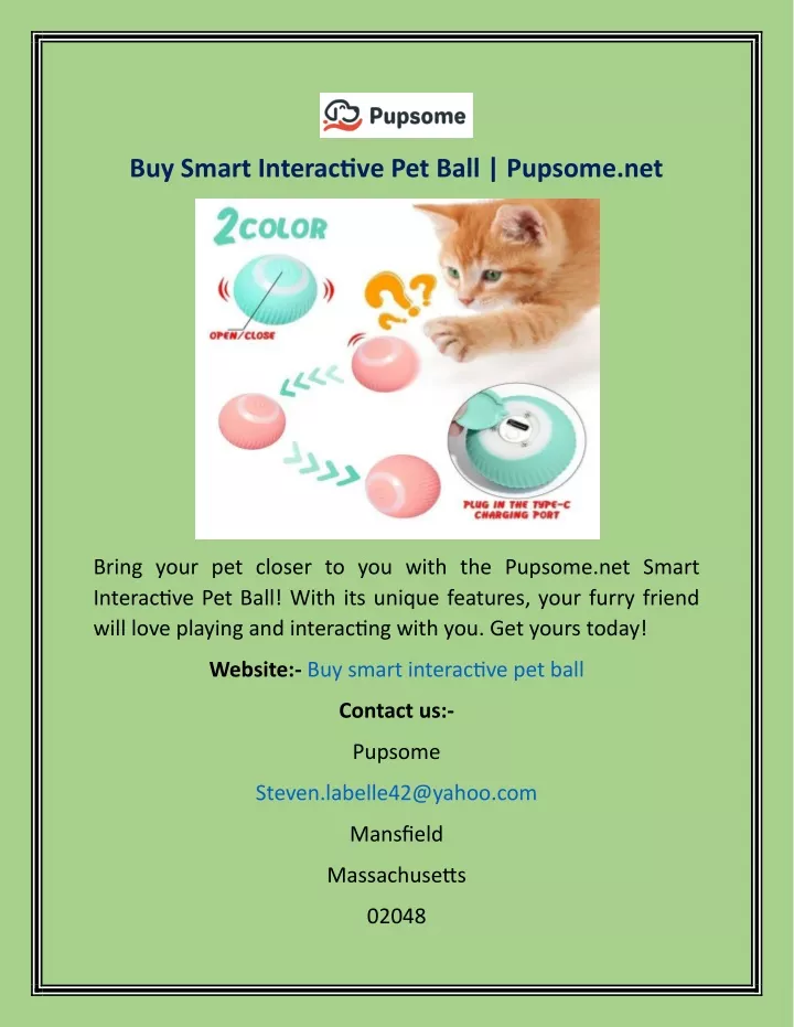 buy smart interactive pet ball pupsome net