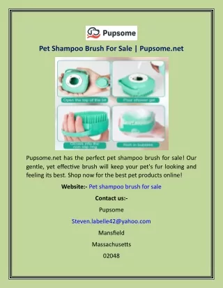 Pet Shampoo Brush For Sale  Pupsome.net