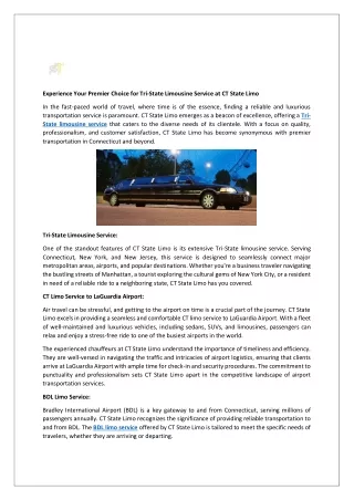 Tri State Limo Service-CT State Limo