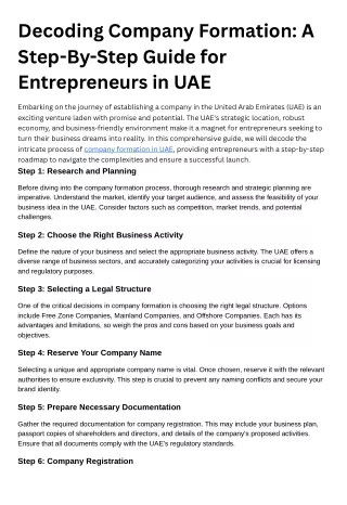 Decoding Company Formation A Step-By-Step Guide for Entrepreneurs in UAE