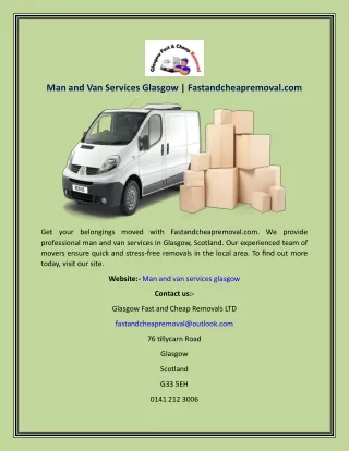 man and van services glasgow fastandcheapremoval