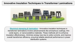 Innovative Insulation Techniques in Transformer Laminations