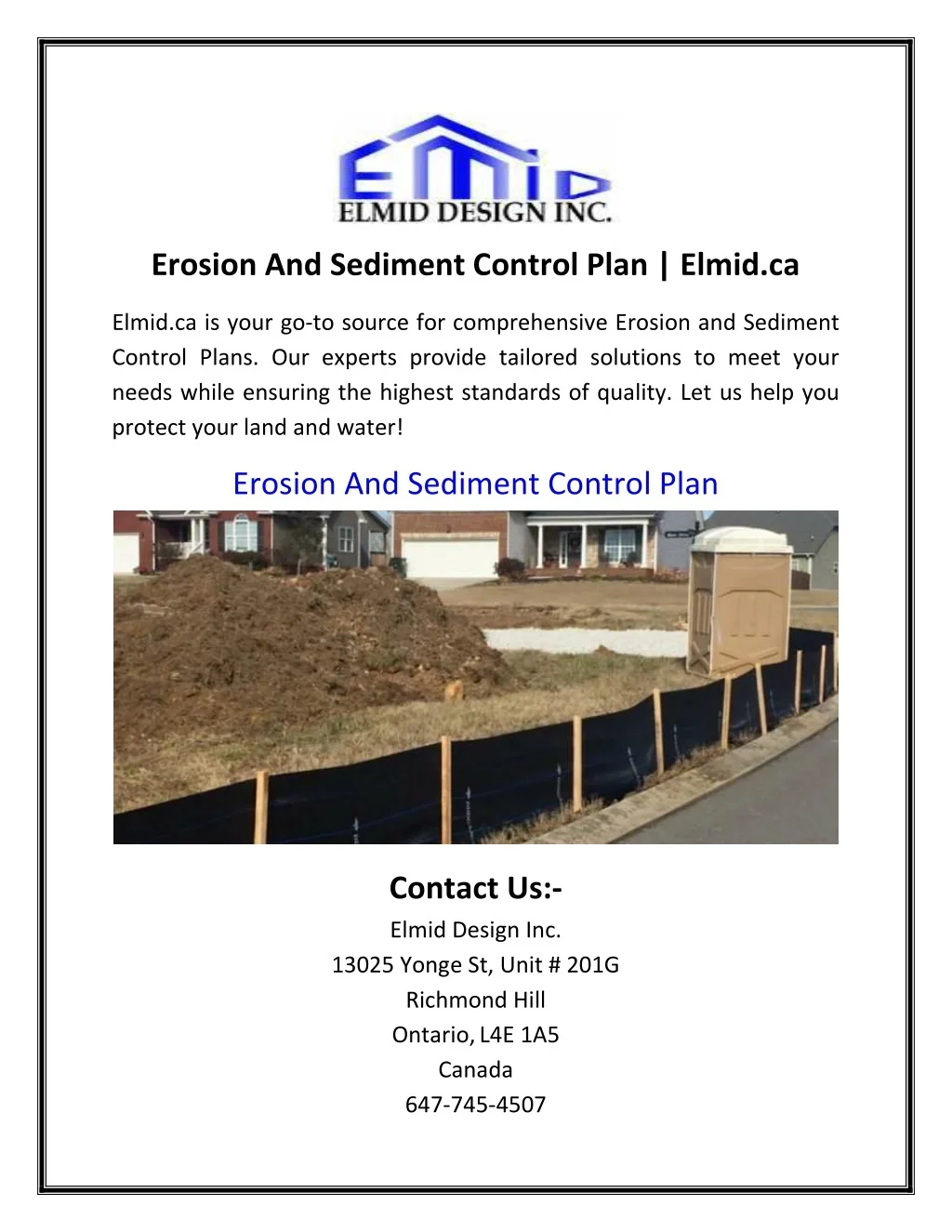 PPT - Erosion And Sediment Control Plan | Elmid.ca PowerPoint ...