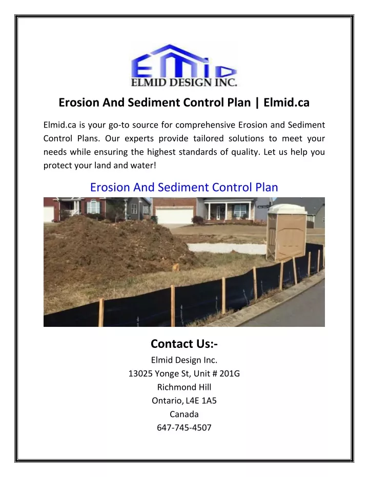 erosion and sediment control plan elmid ca