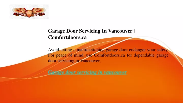 garage door servicing in vancouver comfortdoors