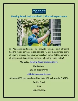 Heating Repair Jacksonville Fl  Abacoairexperts