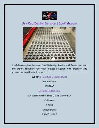 Usa Cad Design Service  1cutfab