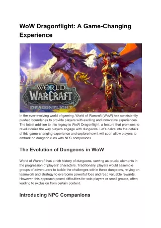 wow dragonflight a game changing experience