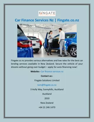 Car Finance Services Nz  Fingate.co.nz