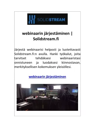 webinaarin järjestäminen  Solidstream.fi